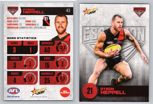 Card #  FS 43 D. HEPPELL AFL 2021 Footy Stars ESSENDON