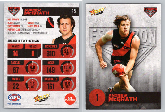 Card #  FS 45 A. McGRATH AFL 2021 Footy Stars ESSENDON