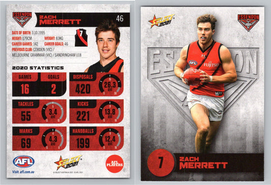 Card #  FS 46 Z. MERRETT AFL 2021 Footy Stars ESSENDON