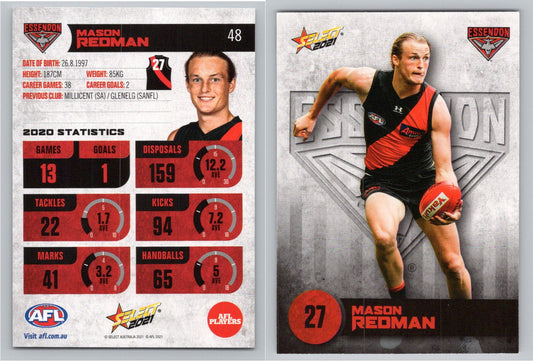 Card #  FS 48 M.REDMAN AFL 2021 Footy Stars ESSENDON