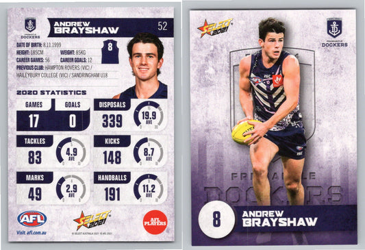 Card #  FS 52 A. BRAYSHAW AFL 2021 Footy Stars FREMANTLE DOCKERS