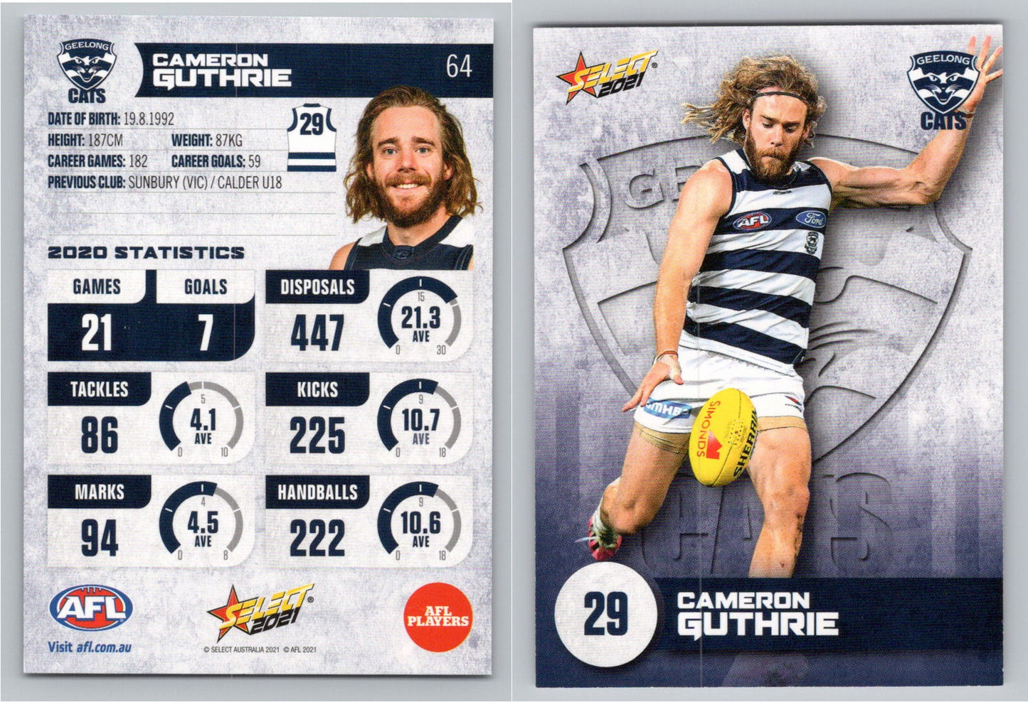 Card #  FS 64 C. GUTHRIE AFL 2021 Footy Stars GEELONG CATS