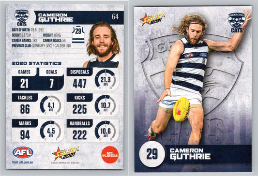 Card #  FS 64 C. GUTHRIE AFL 2021 Footy Stars GEELONG CATS