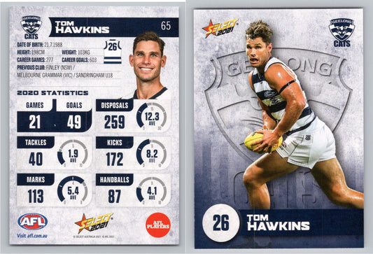 Card #  FS 65 T. HAWKINS AFL 2021 Footy Stars GEELONG CATS