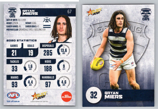Card #  FS 67 G. MIERS AFL 2021 Footy Stars GEELONG CATS