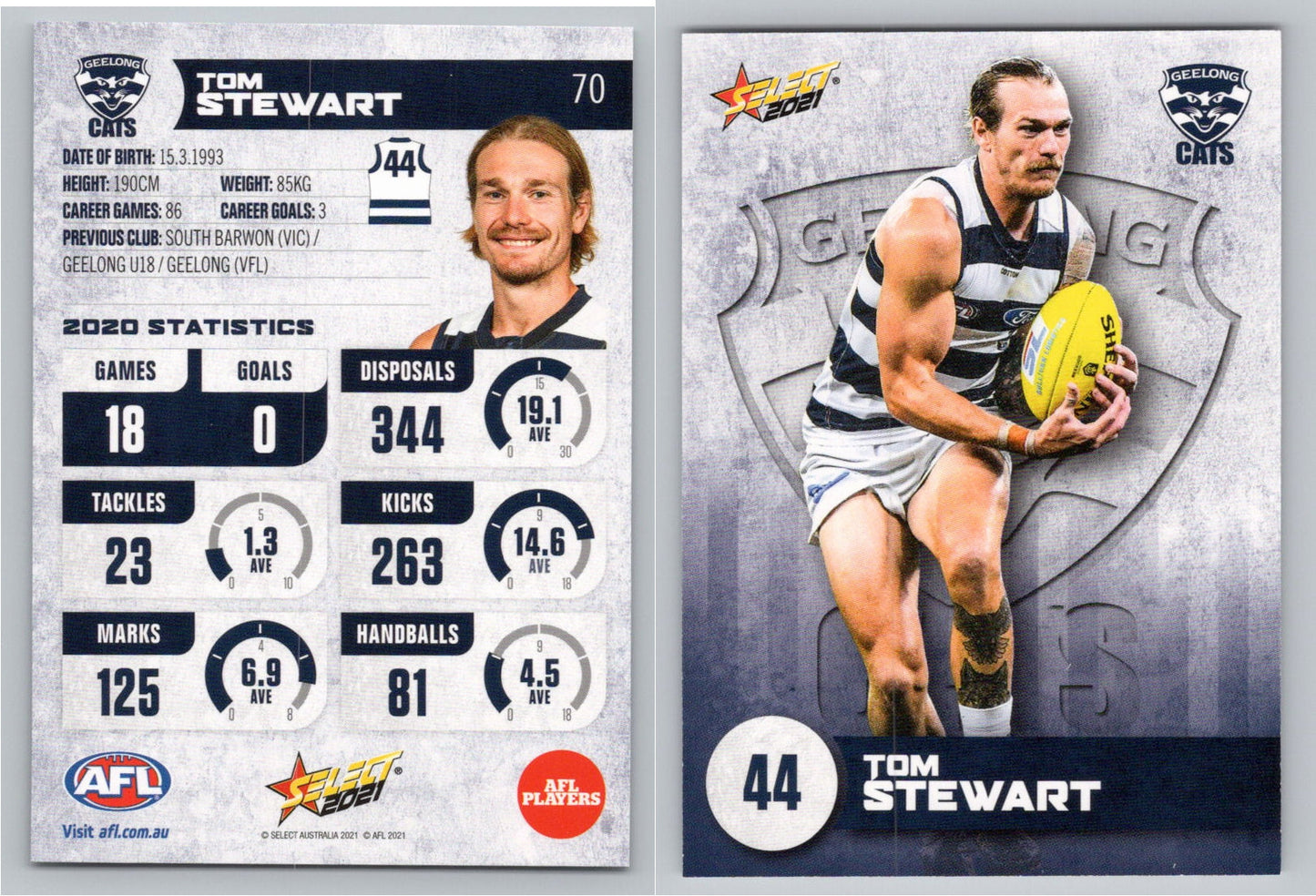 Card #  FS 70 T. STEWART AFL 2021 Footy Stars GEELONG CATS