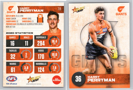 Card #  FS 78 H. PERRYMAN AFL 2021 Footy Stars GIANTS