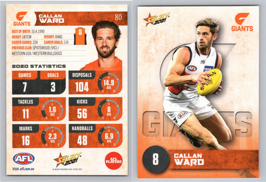 Card #  FS 80 C. WARD AFL 2021 Footy Stars GIANTS