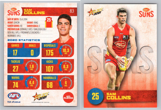 Card #  FS 83 S. COLLINS AFL 2021 Footy Stars GOLD COAST SUNS