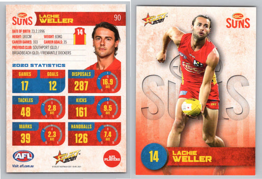 Card #  FS 90 L. WELLER AFL 2021 Footy Stars GOLD COAST SUNS