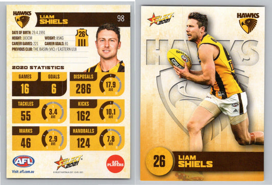 Card #  FS 98 L. SHIELS AFL 2021 Footy Stars HAWTHORN