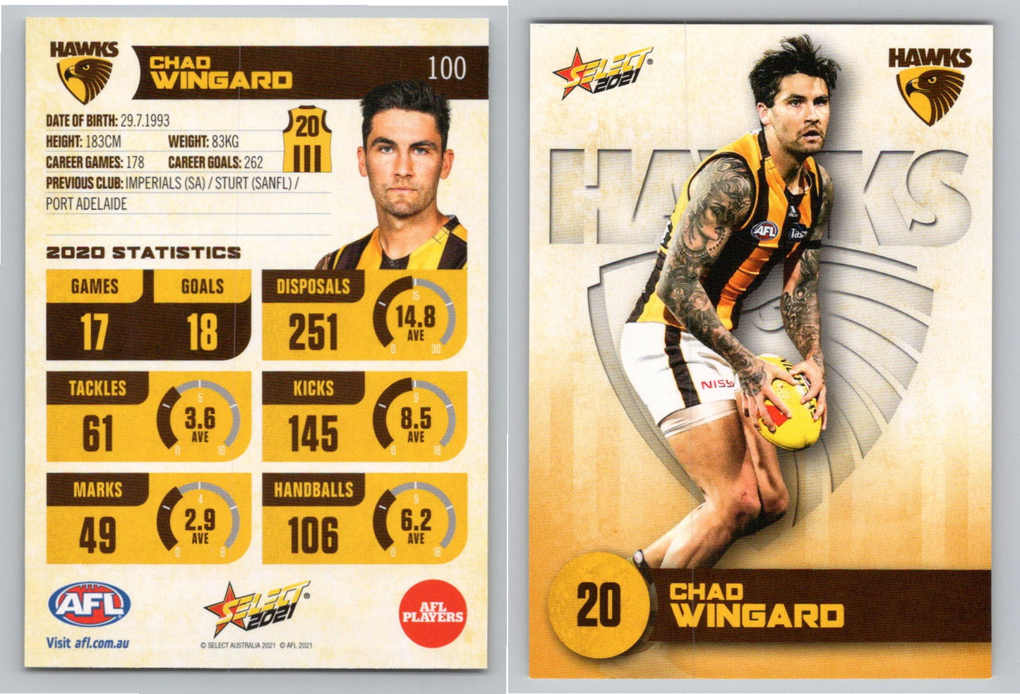 Card #  FS 100 C. WINGARD AFL 2021 Footy Stars HAWTHORN