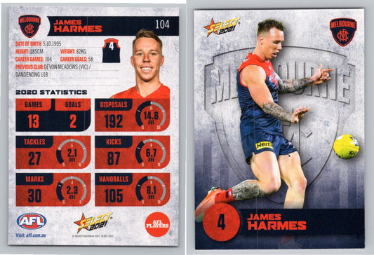 Card #  FS 104 J. HARMES AFL 2021 Footy Stars MELBOURNE