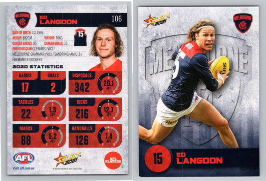 Card #  FS 106 E. LANGDON AFL 2021 Footy Stars MELBOURNE