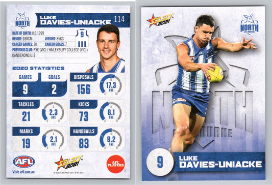 Card #  FS 114 L. DAVIES-UNIACKE AFL 2021 Footy Stars NORTH MELBOURNE