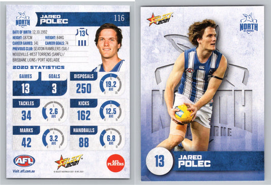 Card #  FS 116 J. POLEC AFL 2021 Footy Stars NORTH MELBOURNE