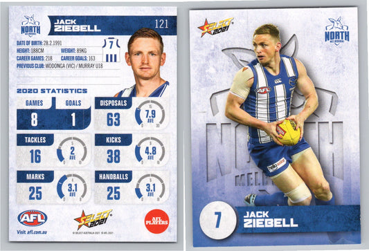 Card #  FS 121 J. ZIEBELL AFL 2021 Footy Stars NORTH MELBOURNE