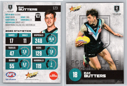 Card #  FS 123 Z. BUTTERS AFL 2021 Footy Stars PORT ADELAIDE