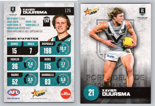 Card #  FS 126 X. DUURSMA AFL 2021 Footy Stars PORT ADELAIDE