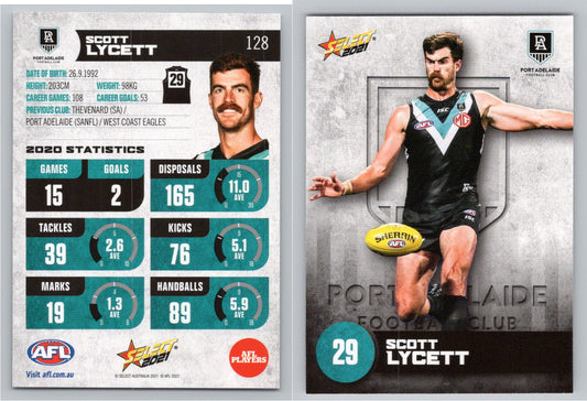 Card #  FS 128 S. LYCETT AFL 2021 Footy Stars PORT ADELAIDE