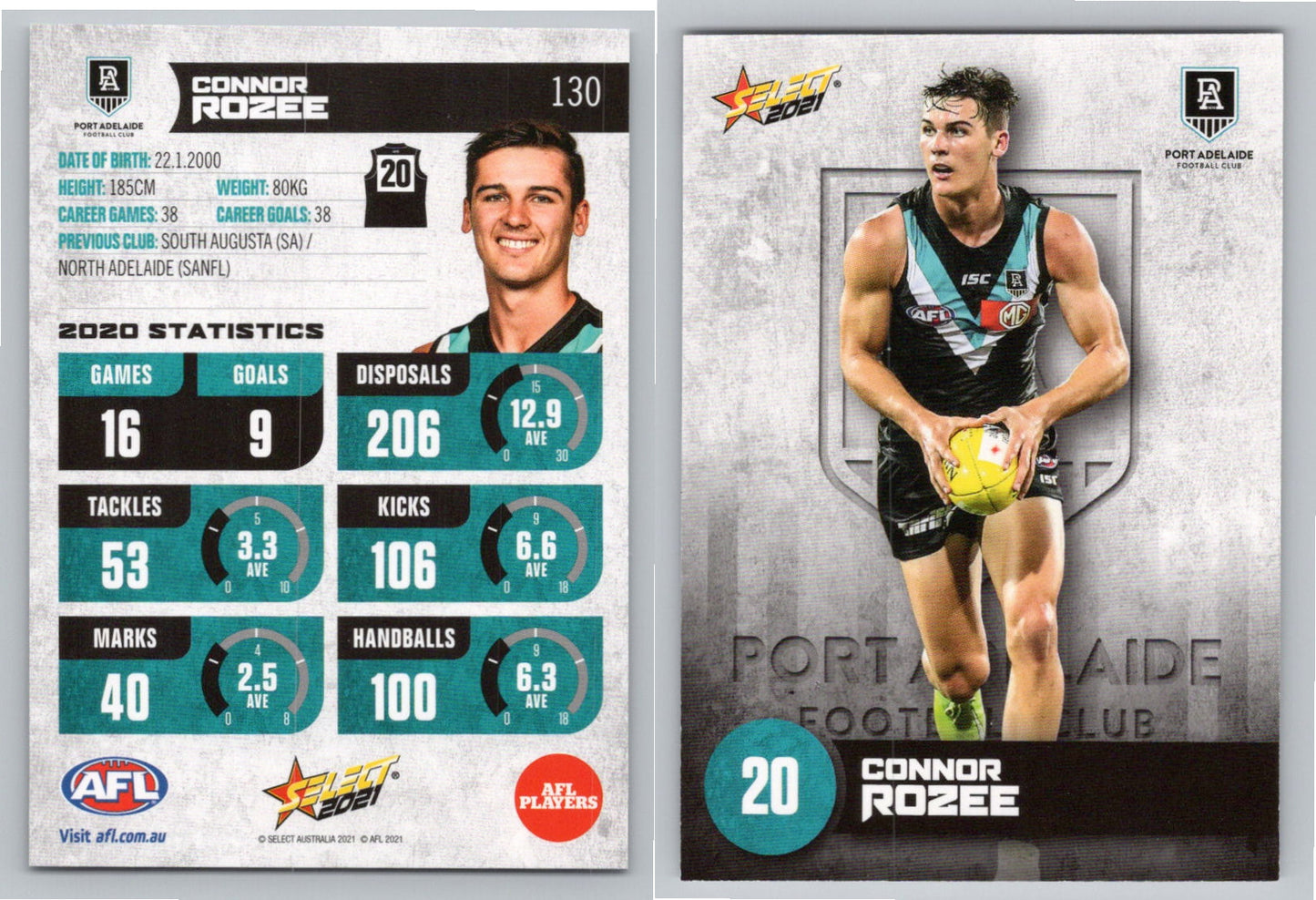 Card #  FS 130 C. ROZEE AFL 2021 Footy Stars PORT ADELAIDE