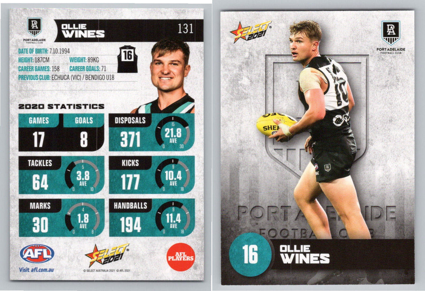Card #  FS 131 O. WINES AFL 2021 Footy Stars PORT ADELAIDE