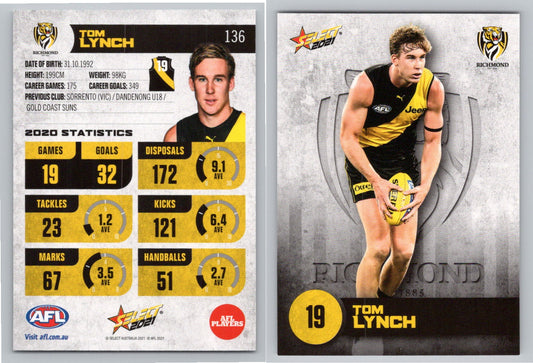 Card #  FS 136 T. LYNCH AFL 2021 Footy Stars RICHMOND