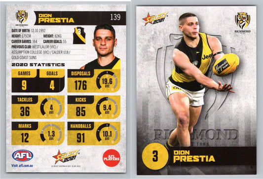 Card #  FS 139 D. PRESTIA AFL 2021 Footy Stars RICHMOND