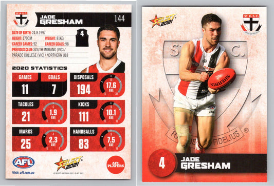 Card #  FS 144 J. GRESHAM AFL 2021 Footy Stars ST KILDA