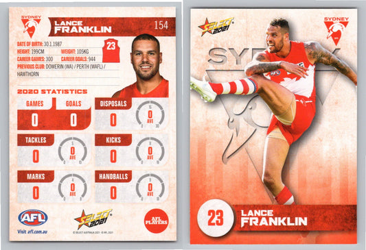 Card #  FS 154 L. FRANKLIN AFL 2021 Footy Stars SYDNEY SWANS