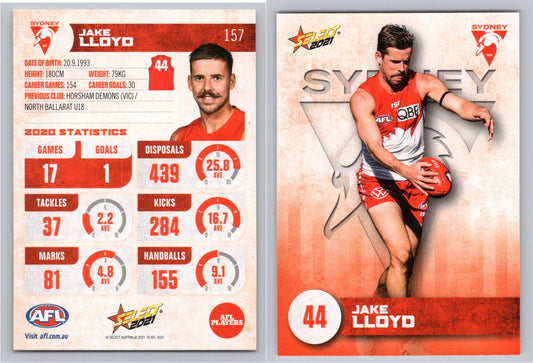 Card #  FS 157 J. LLOYD AFL 2021 Footy Stars SYDNEY SWANS