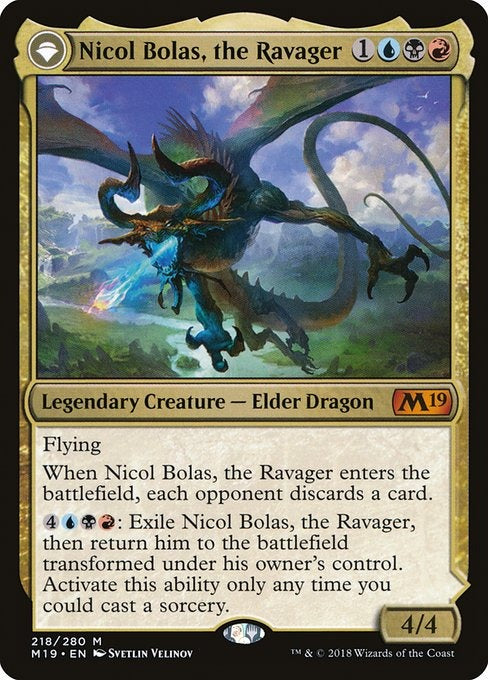 Card # 218  Nicol Bolas, the Ravager // Nicol Bolas, the Arisen Magic 19
