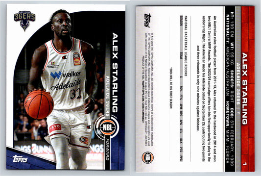 Card # 1 Alex Starling Adelaide 36ers NBL Topps 2023 2024