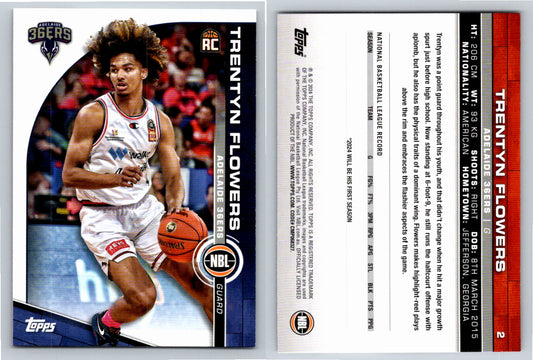 Card # 2 Trentyn Flowers Adelaide 36ers NBL Topps 2023 2024 Rookie