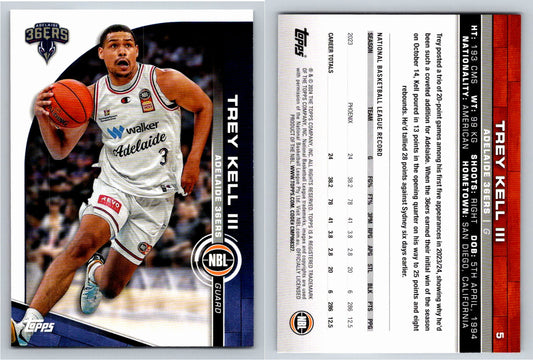 Card # 5 Trey Kell III Adelaide 36ers NBL Topps 2023 2024