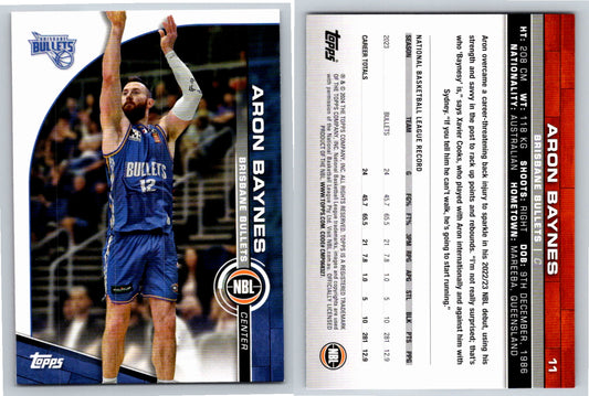 Card # 11 Aron Baynes Brisbane Bullets NBL Topps 2023 2024