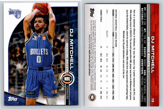 Card # 12 DJ Mitchell Brisbane Bullets NBL Topps 2023 2024