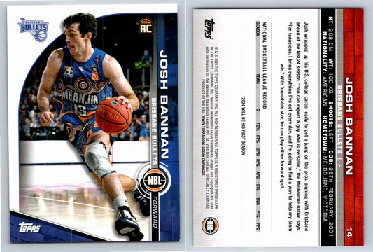 Card # 14 Josh Bannan Brisbane Bullets NBL Topps 2023 2024 Rookie