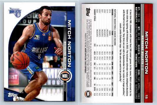 Card # 15 Mitch Norton Brisbane Bullets NBL Topps 2023 2024