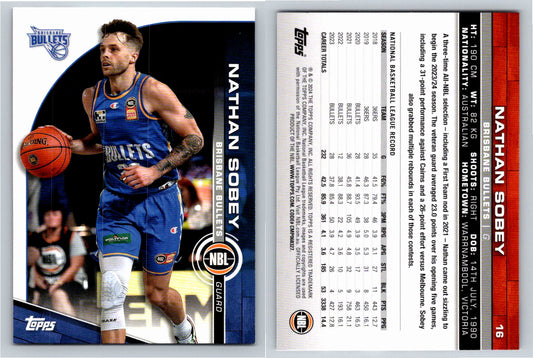 Card # 16 Nathan Sobey Brisbane Bullets NBL Topps 2023 2024