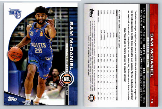Card # 18 Sam McDaniel Brisbane Bullets NBL Topps 2023 2024