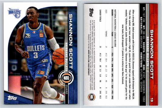 Card # 19 Shannon Scott Brisbane Bullets NBL Topps 2023 2024