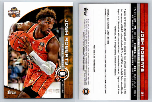 Card # 21 Josh Roberts Cairns Taipans NBL Topps 2023 2024