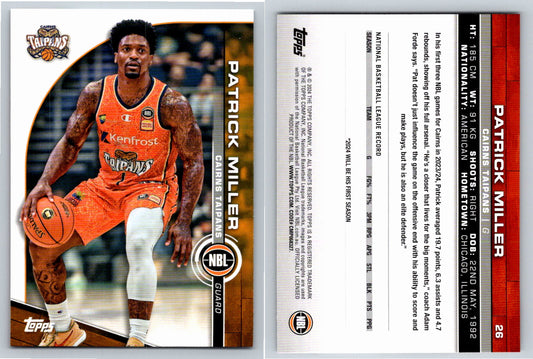 Card # 26 Patrick Miller Cairns Taipans NBL Topps 2023 2024