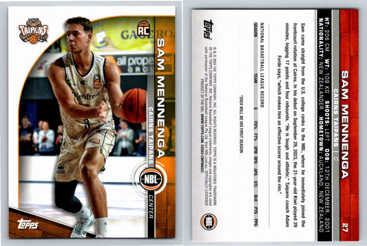 Card # 27 Sam Mennenga Cairns Taipans NBL Topps 2023 2024 Rookie