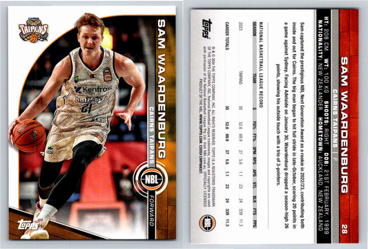 Card # 28 Sam Waardenburg Cairns Taipans NBL Topps 2023 2024