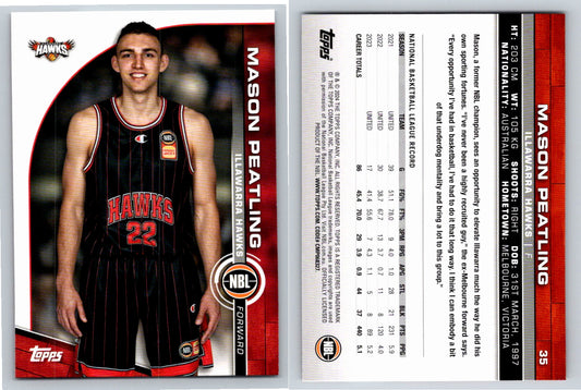 Card # 35 Mason Peatling Illawarra Hawks NBL Topps 2023 2024