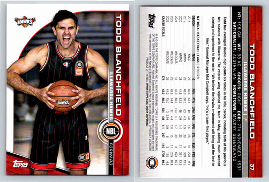 Card # 37 Todd Blanchfield Illawarra Hawks NBL Topps 2023 2024