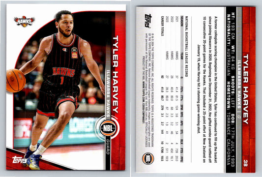 Card # 38 Tyler Harvey Illawarra Hawks NBL Topps 2023 2024