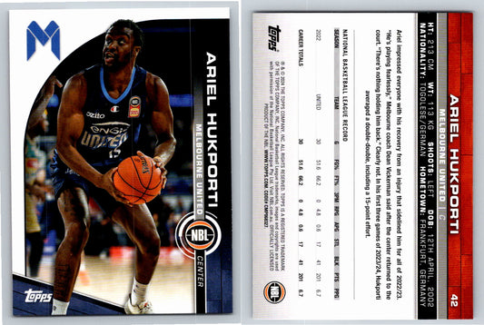 Card # 42 Ariel Hukporti Melbourne United NBL Topps 2023 2024